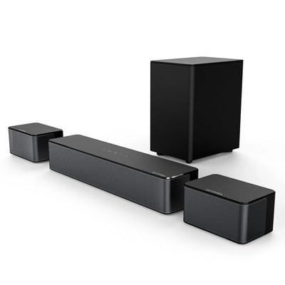 5.1 Surround Sound Bar, Virtual Surround Sound System, 350W Sound Bar for TV with Wireless Subwoofer and Rear Speakers, 3D Surround and Bass Adjustable Home Theater TV Speakers