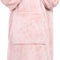 Wearable Blanket Hoodie Gifts for Women and Men, Oversized Hooded Blankets Sweatshirt, Cozy and Warm Fleece Blanket with Sleeves and Giant Pocket for Adults and Kids, Pink